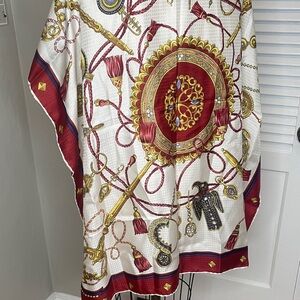 Elegant Red and Gold silk Scarf by Henriette 33x35